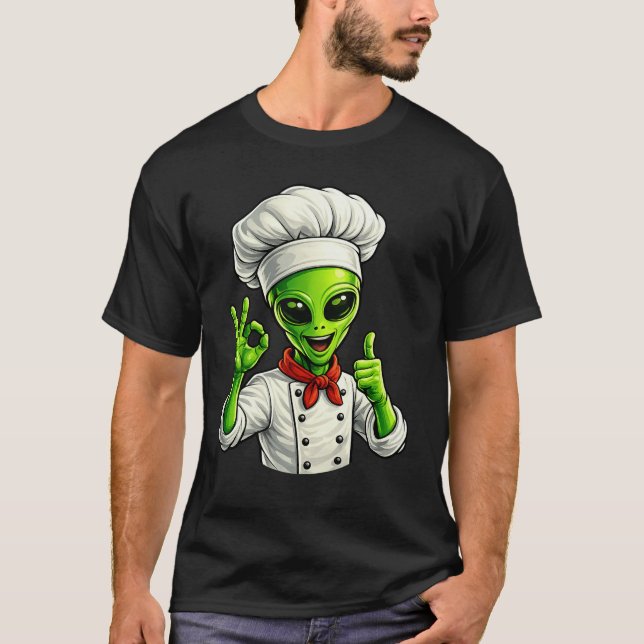 Camiseta Funny Alien Chef Design Cute Space Cook With Chef (Frente)