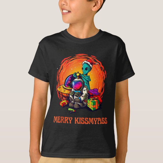 Camiseta Funny Alien Christmas Shirt _ Merry Kissmy Tank To (Frente)