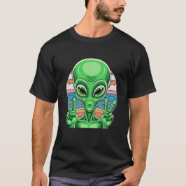 Camiseta Funny Alien Peace Sign Area 51 Design