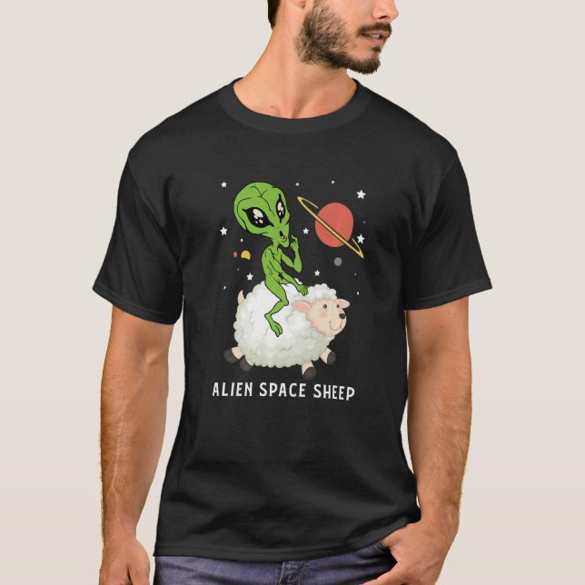 Camiseta Funny Aliens On A Sheep Funny Aliens Costume Alien (Frente)