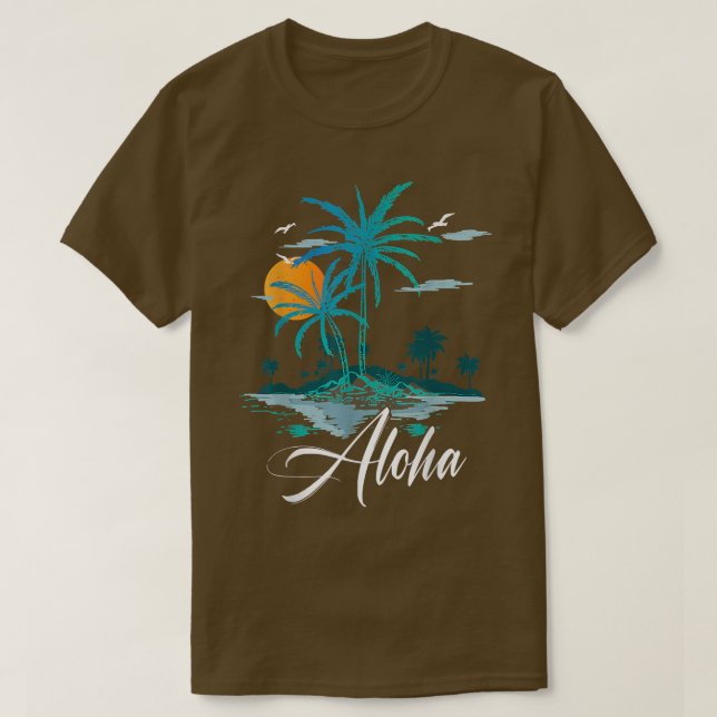 Camiseta Funny Aloha Hawaii Palm Tree Beach Vacation Family (Frente do Design)