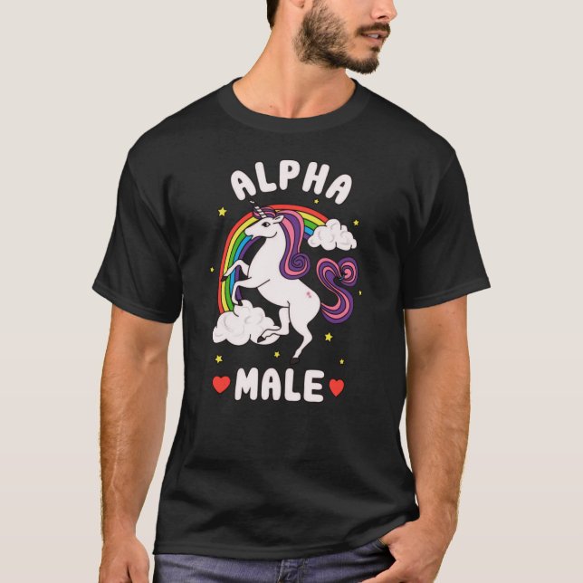 Camiseta Funny Alpha Male Unicorn Rainbow funny (Frente)