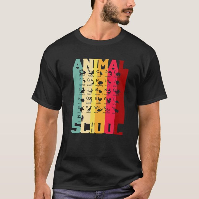 Camiseta Funny Alphabet Animal School A-Z Learning Prek Kin (Frente)