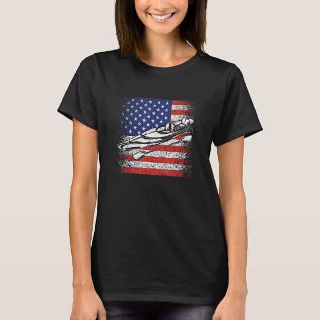 Camiseta Funny American Canoe Kayaking Patriotic Kayak USA  (Frente)