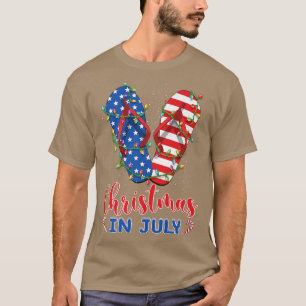 Camiseta Funny American Flag Chinelos Xmas Lights Christy