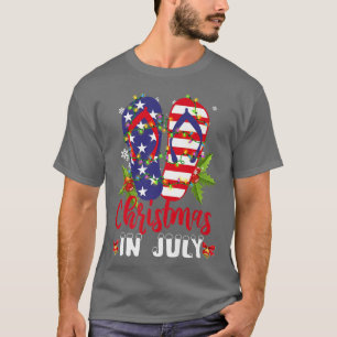 Camiseta Funny American Flag Chinelos Xmas Lights Christy