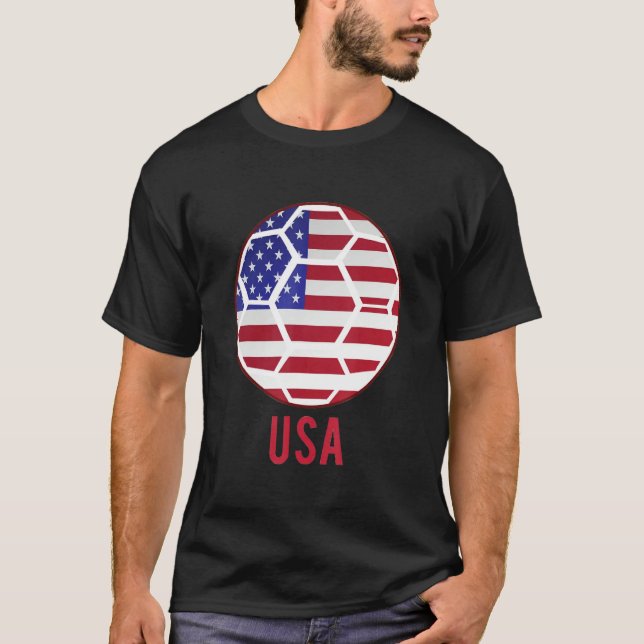 Camiseta Funny American Flag Soccer Football Sports Women M (Frente)