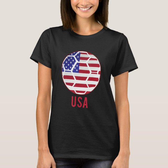 Camiseta Funny American Flag Soccer Football Sports Women M (Frente)