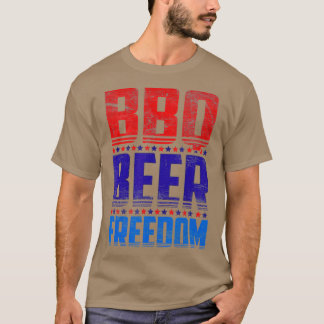 Camiseta Funny American Flag USA CHURRASCO Beer Freedom Gri