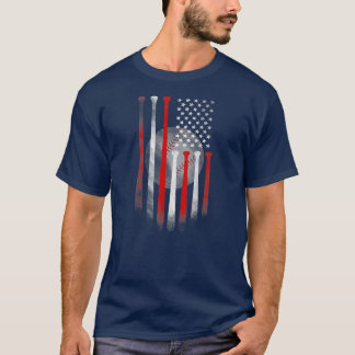 Camiseta Funny American Flag Vintage Baseball Pai Mãe