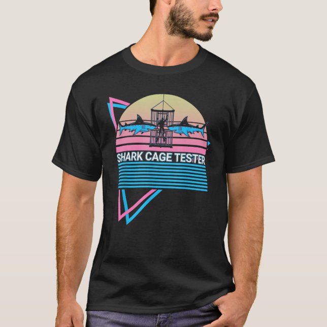 Camiseta Funny Amputee Amputation Retro Shark Cage Tester (Frente)