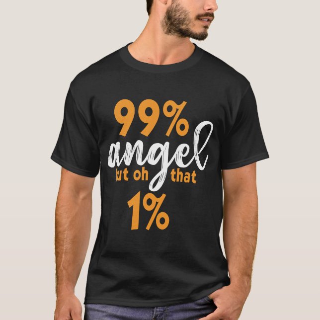 Camiseta Funny Angel Devil 99 Percent Wild Side  T-Shirt (Frente)