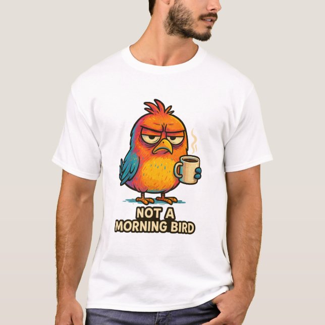 Camiseta Funny Angry Bird Coffee Lover Design for Morning M (Frente)