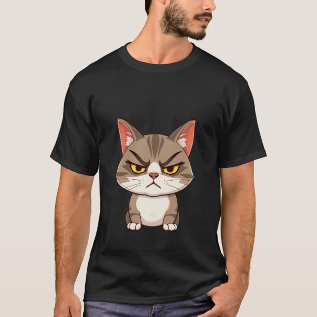 Camiseta Funny Angry Grumpy Brown Cat Stare ✨🐾😠 (Frente)
