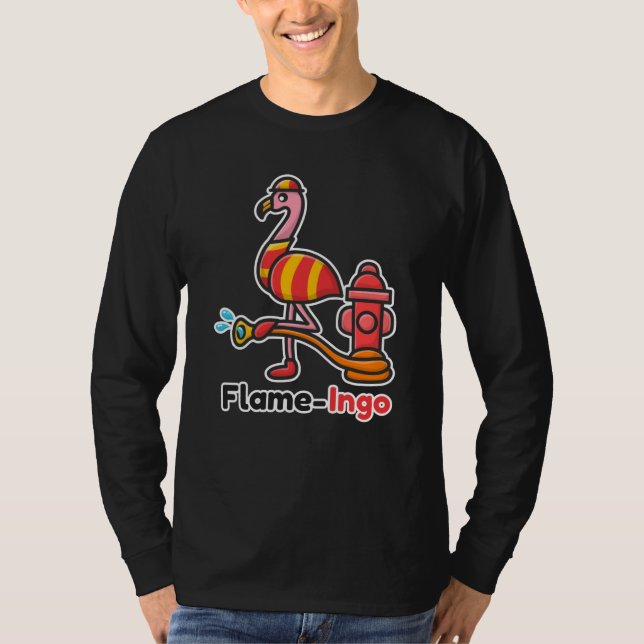 Camiseta Funny Animal Fire Department Flamingo (Frente)
