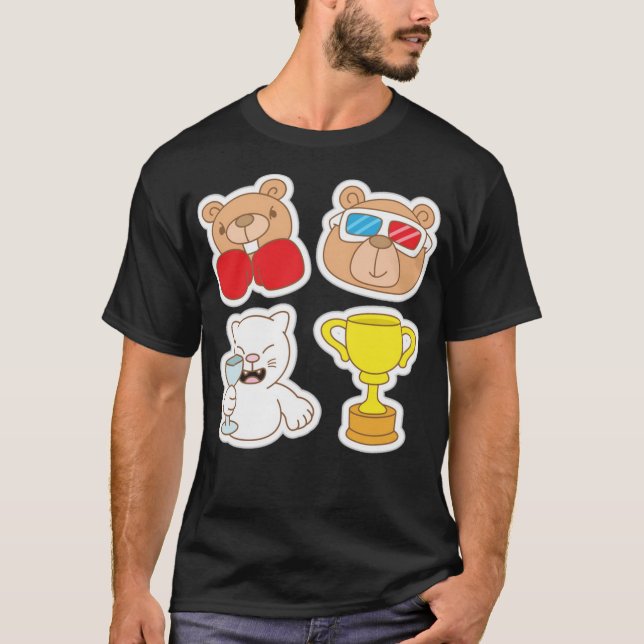 Camiseta Funny animal stickers (Frente)