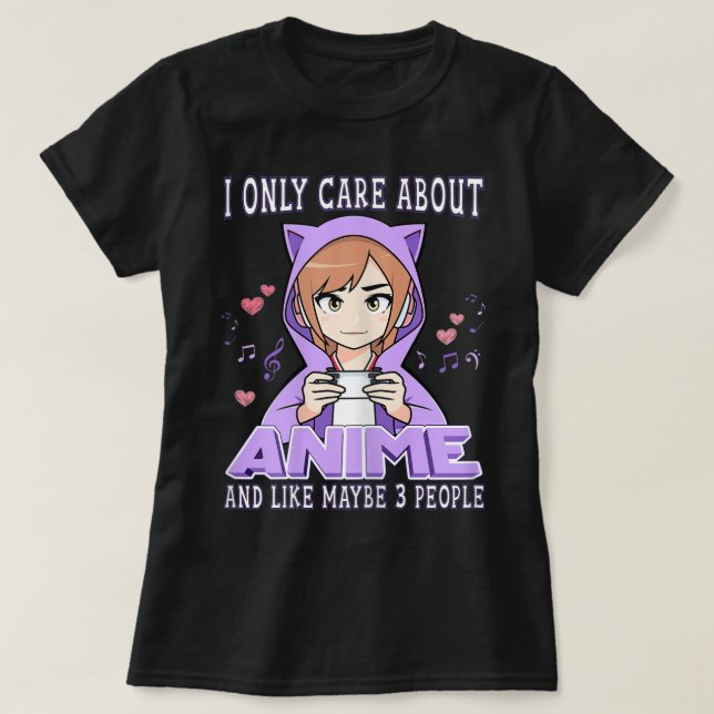 Camiseta Funny Anime Gamer Girl Design (Frente do Design)