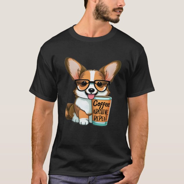Camiseta Funny Archivist Coffee Lover Corgi Owner Archive R (Frente)