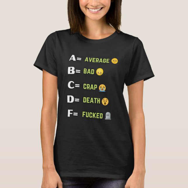 Camiseta Funny Asian Formando Escala A B C D F (Frente)