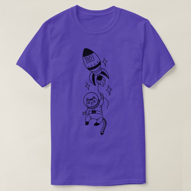 Camiseta Funny Astronaut Cat Space Cat With Rocket Funny Ca (Frente do Design)
