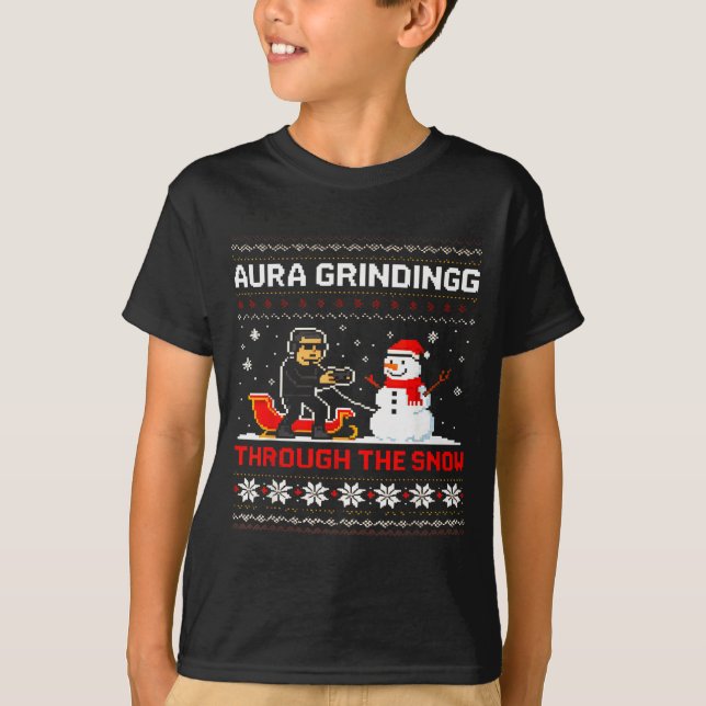 Camiseta Funny Aura Grinding Christmas Meme Winter Gamer  (Frente)