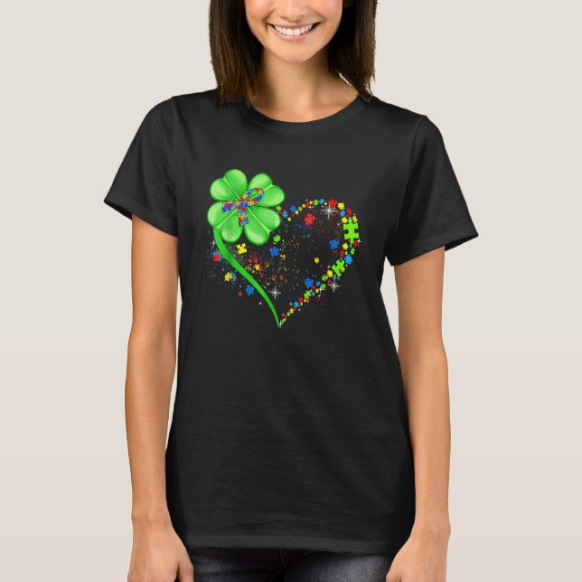 Camiseta Funny Autism Awareness St Patricks Day Clover Auti (Frente)