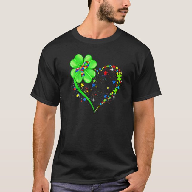 Camiseta Funny Autism Awareness St Patricks Day Clover Auti (Frente)
