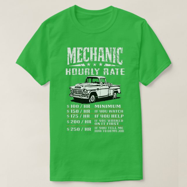 Camiseta Funny Auto Mechanic Hourly Rate Gift Labor Rates  (Frente do Design)