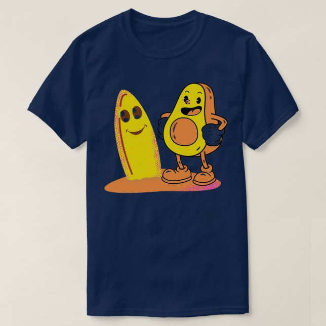 Camiseta Funny Avocado Surfing 24 (Frente do Design)