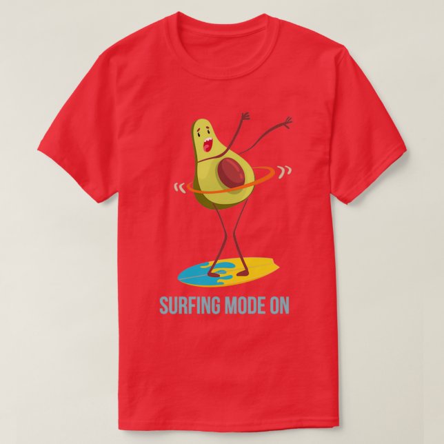 Camiseta Funny Avocado Surfing 42 (Frente do Design)