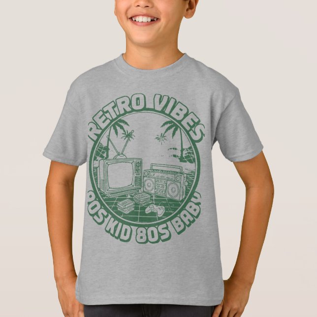 Camiseta Funny Baby Shower T-Shirt for Boys – Retro Vibes K (Frente)