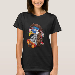 Camiseta Funny Bald Eagle Hotdog American Flag 4 De Julho