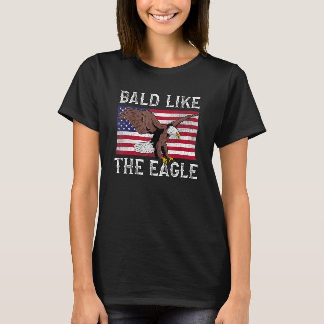 Camiseta Funny Bald Like Eagle USA Flag (Frente)