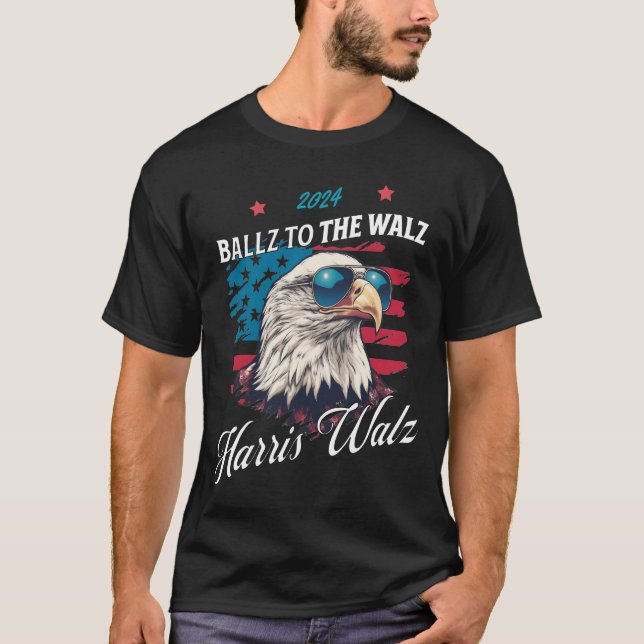 Camiseta Funny Ballz Para Walz Harris Walz 2024 (Frente)