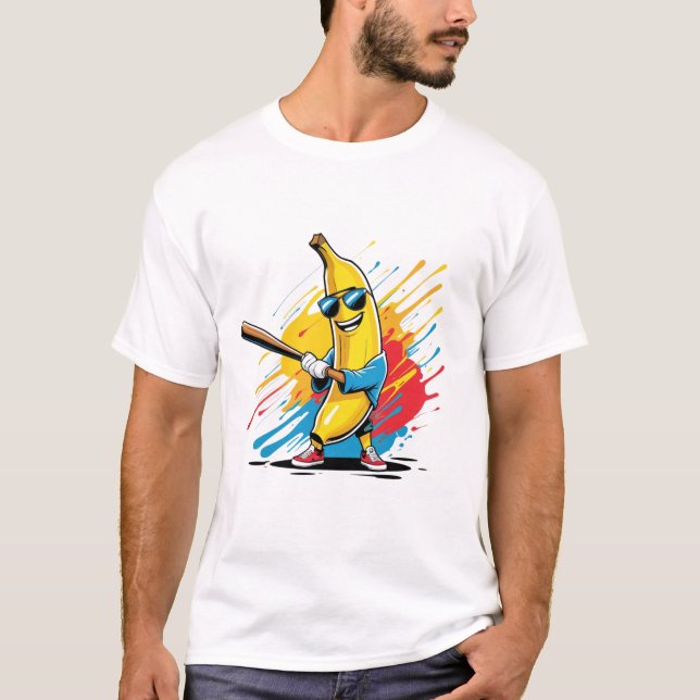 Camiseta Funny Banana Swinging Baseball Funny Drip (Frente)