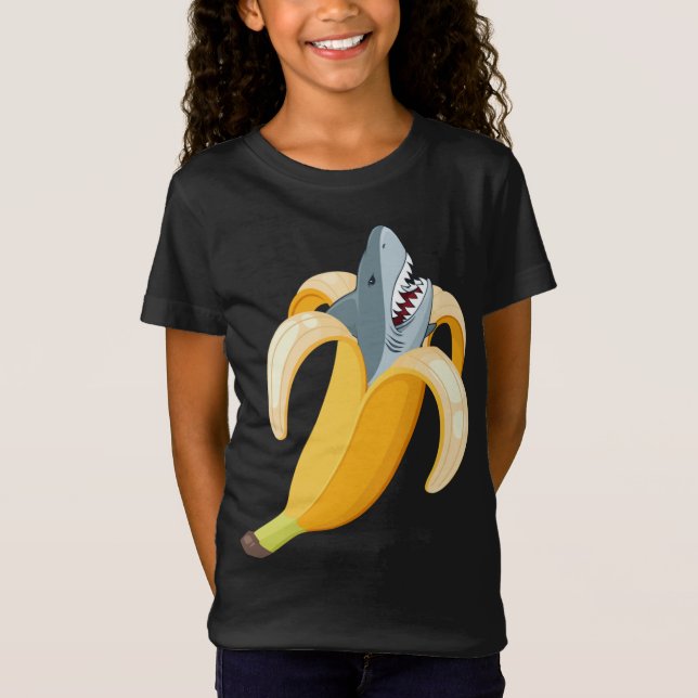 Camiseta Funny Banana Tubarão-Fruta Amante de os animais (Frente)
