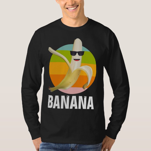 Camiseta Funny Banana Vestindo óculos escuros Fruta retrô (Frente)