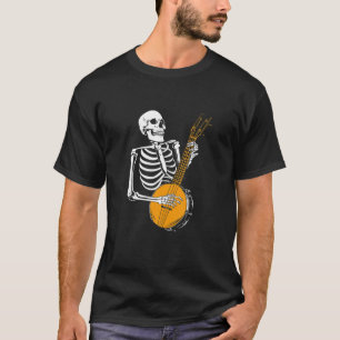 Camiseta Funny Banjo Lover Skeleton Jogando Banjo Halloween