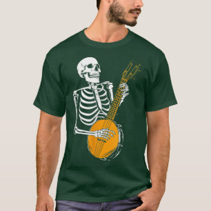 Camiseta Funny Banjo Lover Skeleton Jogando Banjo Halloween