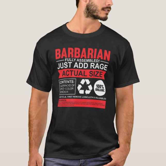 Camiseta Funny Barbarian interpreta RPG Gamers de Dispositi (Frente)