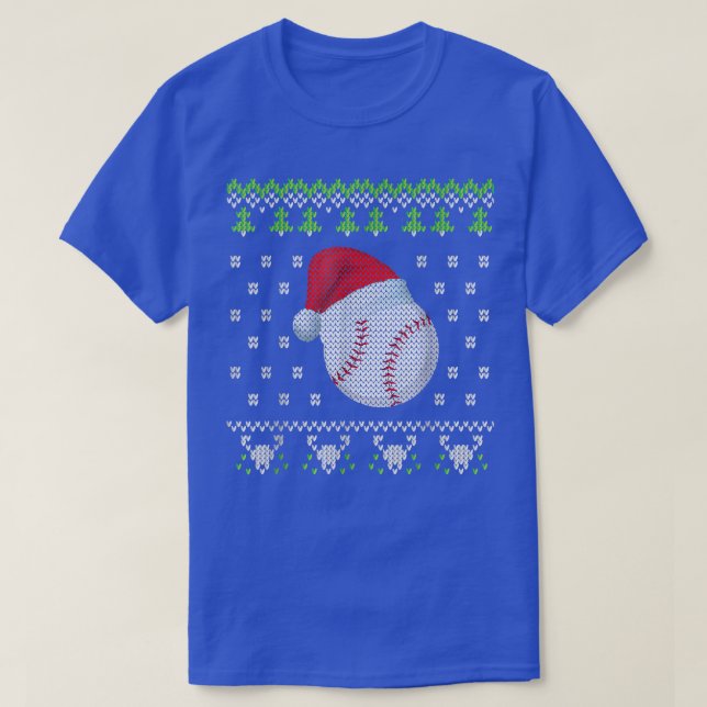 Camiseta Funny Baseball Santa Hat Ugly Christmas Sweater Me (Frente do Design)