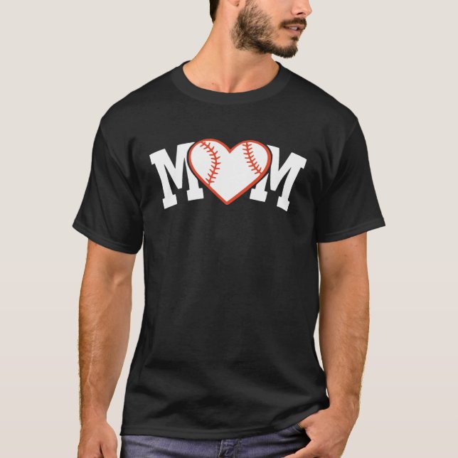 Camiseta Funny Baseball Softball Ball Mom Heart Love (Frente)