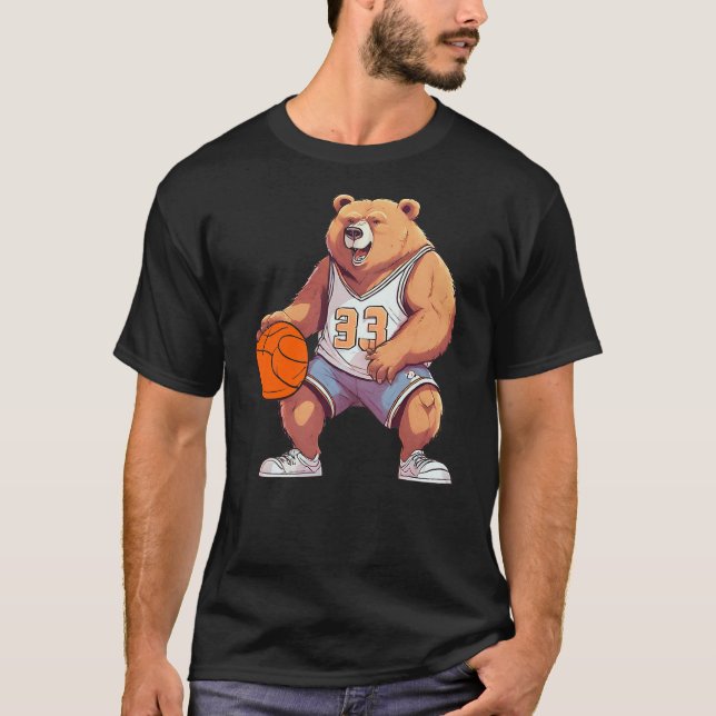 Camiseta Funny Basketball Player Fan Bear Game Day Team Coa (Frente)