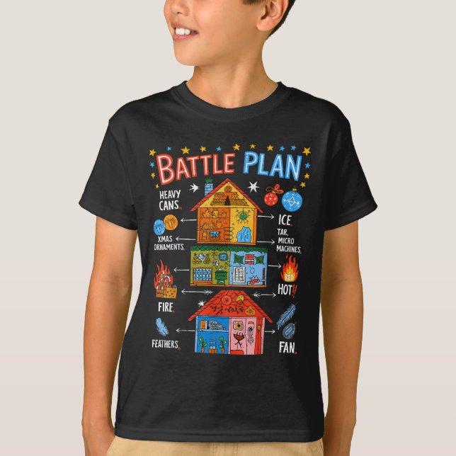 Camiseta Funny Battle Plan Christmas Home Kids Hand Dawn Al (Frente)