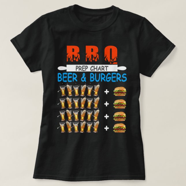 Camiseta Funny BBQ Beer to Burger Ratio Conversion Prep Cha (Frente do Design)
