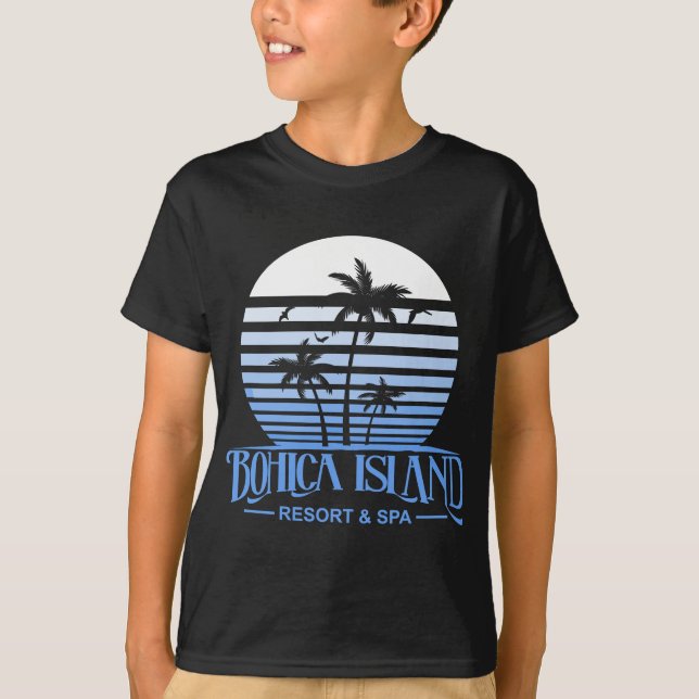 Camiseta Funny Beach Bohica Island Resort And Spa Militar (Frente)