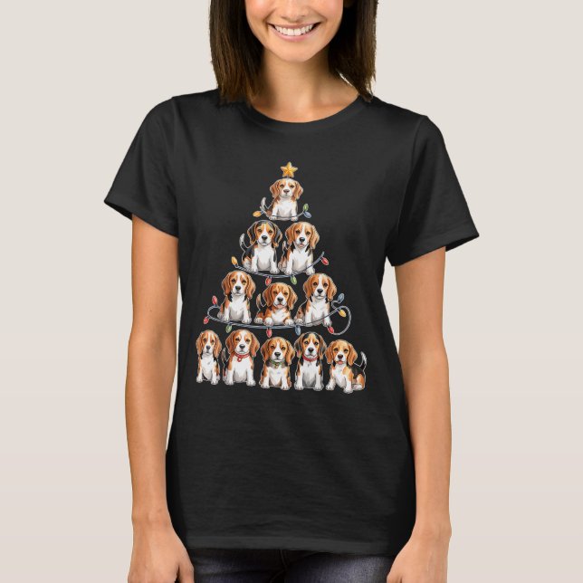Camiseta Funny Beagle Christmas Tree Dog Lovers Women Men X (Frente)