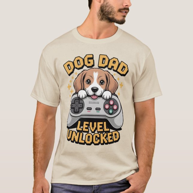Camiseta Funny Beagle Dog Dad Level Unlocked Gamer Graphic (Frente)