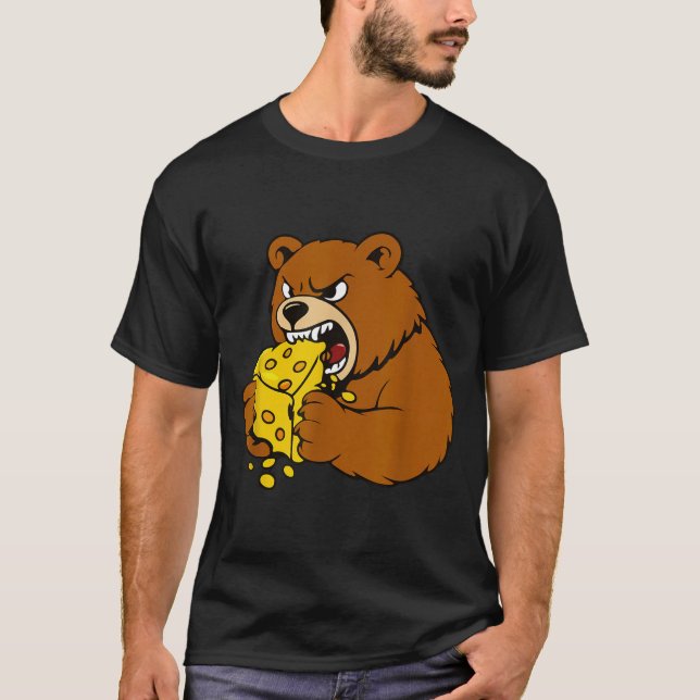 Camiseta Funny Bear Eating Cheese Illustration For Food Lov (Frente)