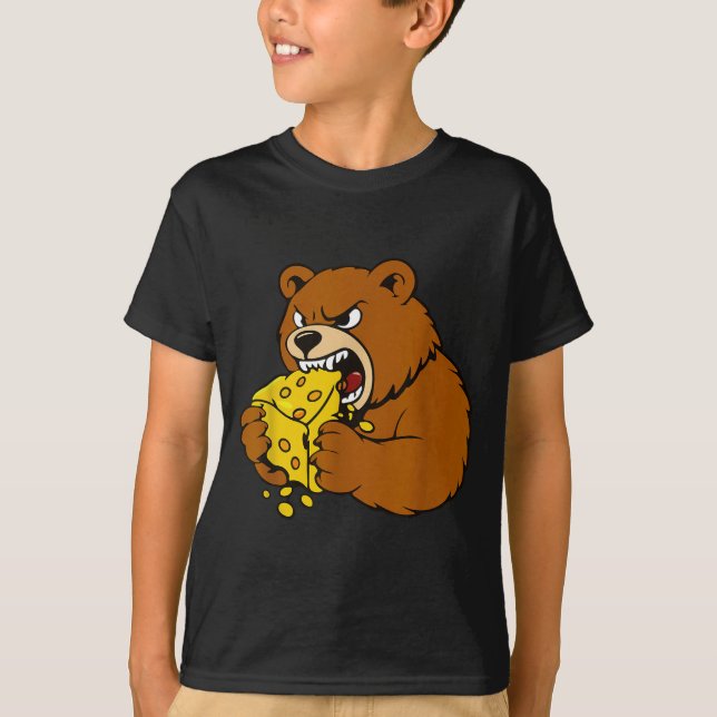 Camiseta Funny Bear Eating Cheese Illustration For Food Lov (Frente)